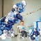 Blue White Silver Balloon Arch Kit, Navy Blue Silver White Balloon Garland with Metallic Dark Blue Light Blue Silver Balloons for Boys Men Birthday Baby Shower Graduation Wedding Party Decorations